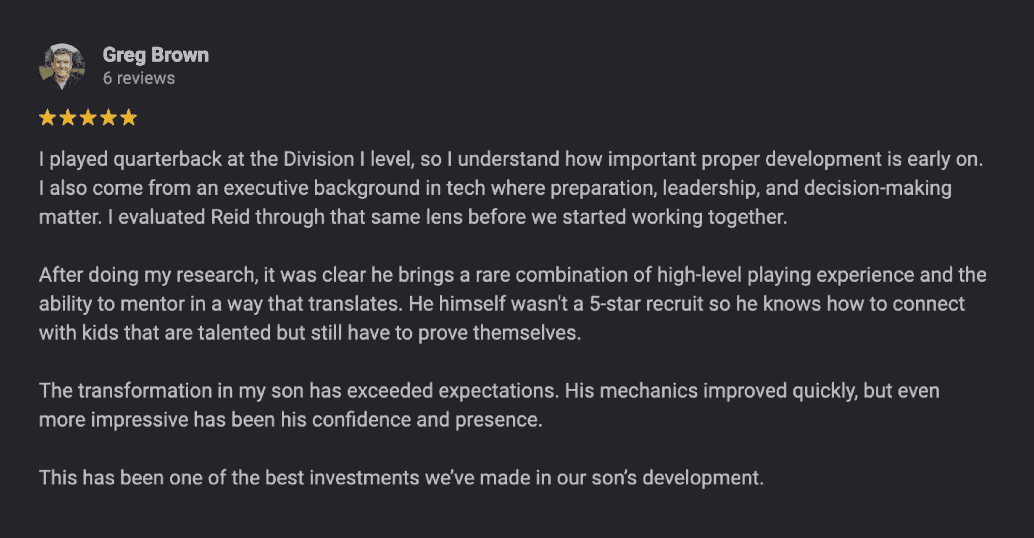 Parent testimonial